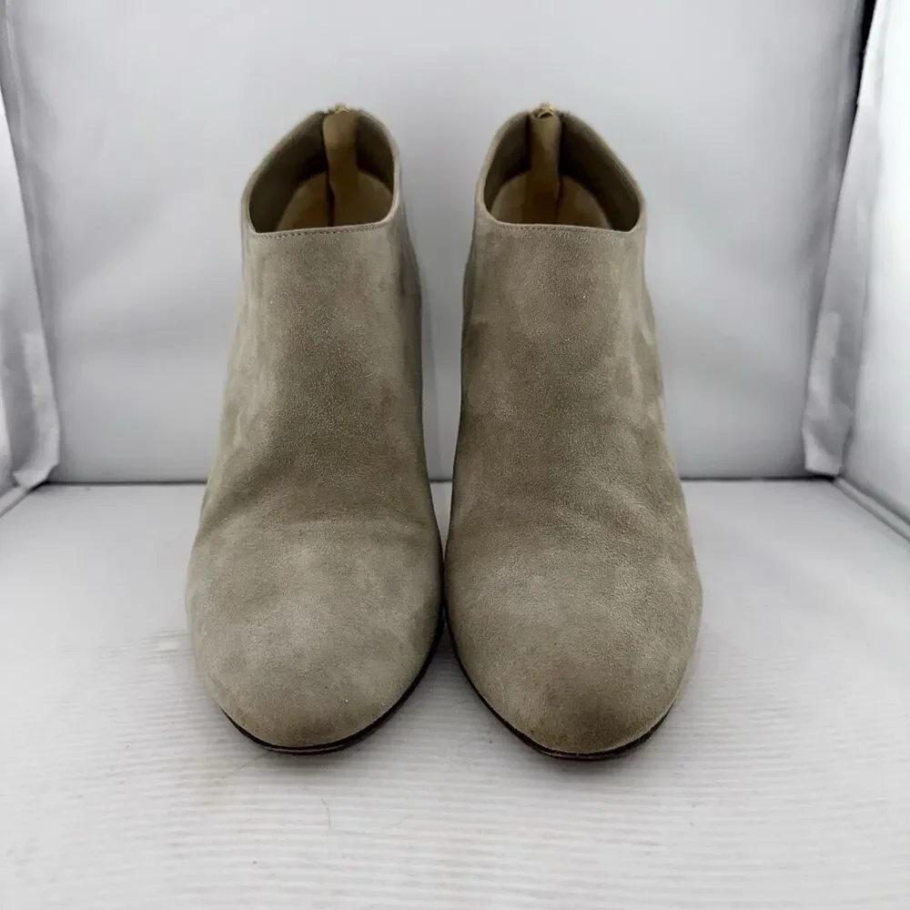 Jimmy Choo Taupe Suede Ankle Booties 37.5 (7.5US) High Heel Stiletto Zip Italy